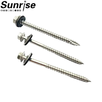 304 316 Metal Hex Head Type 17 Timber Wood Screws With EPDM Washer