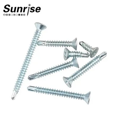 Carbon Steel 1022 Zinc Plated Cross CSK Phil Flat Countersunk Head Self Drilling Screw