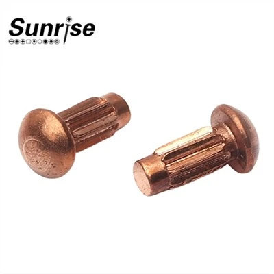 Copper Knurled Mushroom Head Solid Rivets