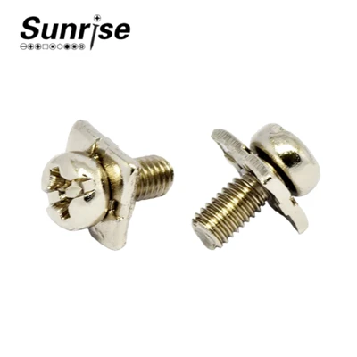 Customized Round Head SEMS Screw Slot Phillips Socket With Square Pad Washer Zinc Plating