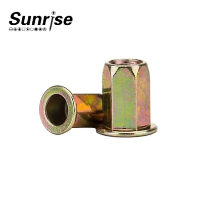 Full Hex Flat Head Rivet Nut Yellow Zinc
