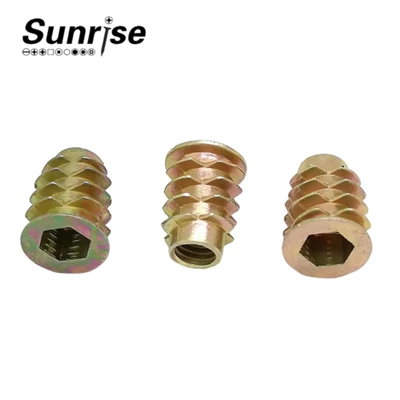 Metal Barrel Hex Socket Insert Nut For Wooden Furniture