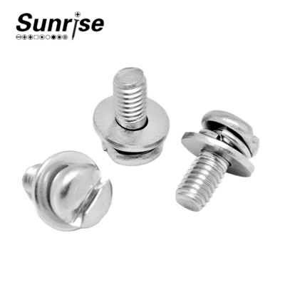 Spring Pads Flat Washers Slot Recessed Pan Round Head Triple Combination Screws