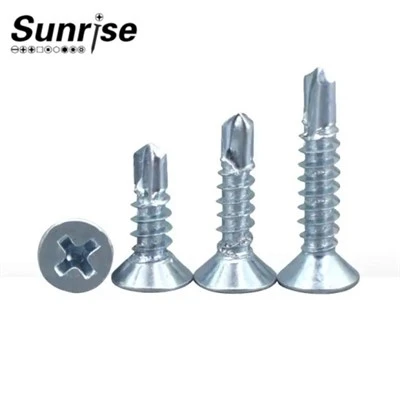 Steel White Zinc Plated Philips Cross Flat Head Self Drilling Screw